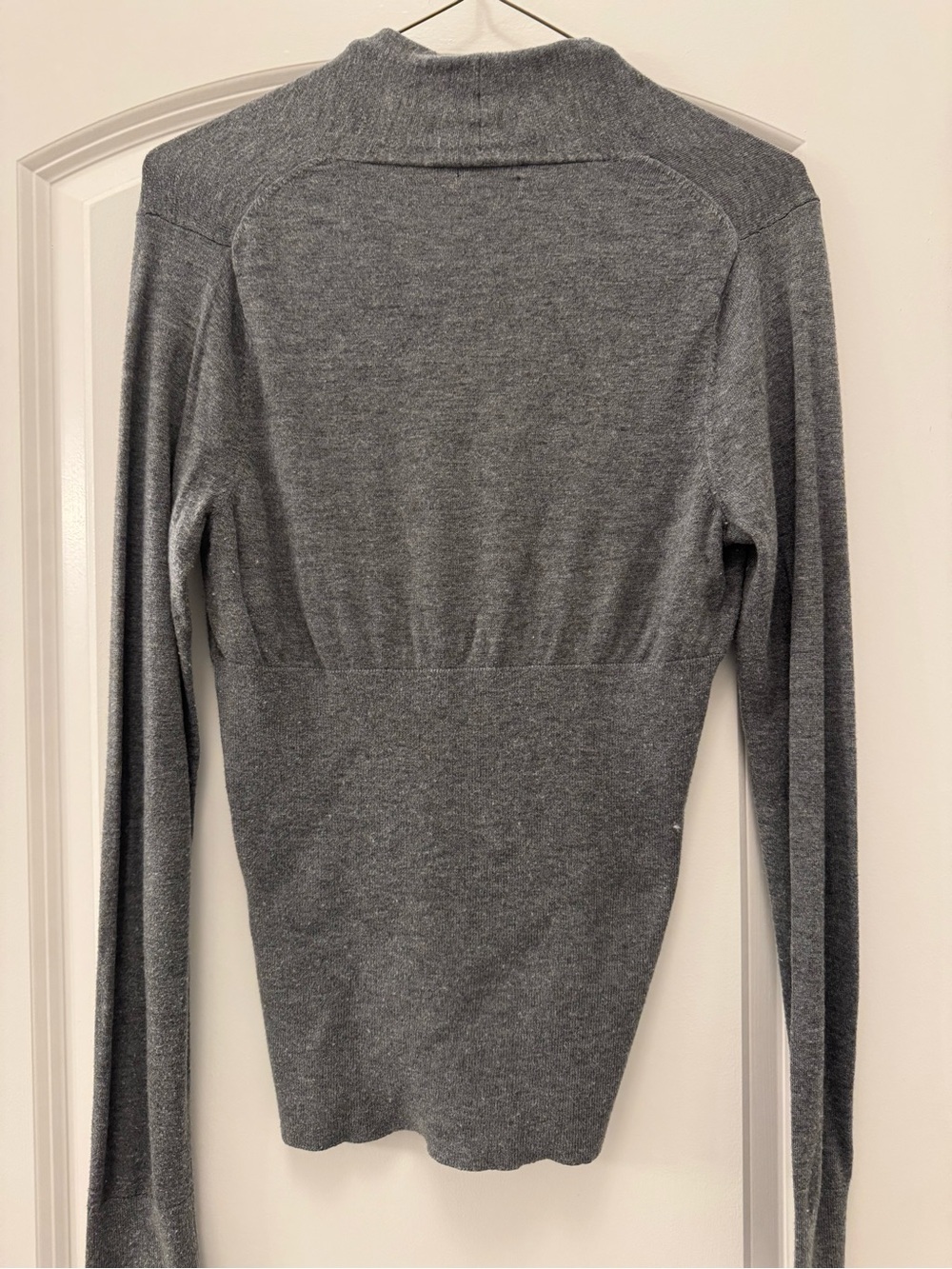 Express Women's Gray Deep V-Neck Long Sleeve Top - Picture 2 of 4